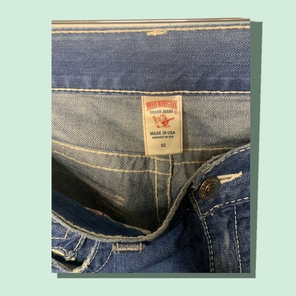True Religion Straight Blue with White Accents  Size:32 Made In USA - Picture 3 of 6